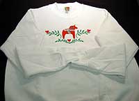 Embroidered Dala Horse Sweatshirt - White Embroidered Dala Horse Sweatshirt - White